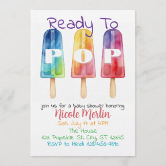 Invitation Ready To Pop, Rainbow Popsicle Baby Shower