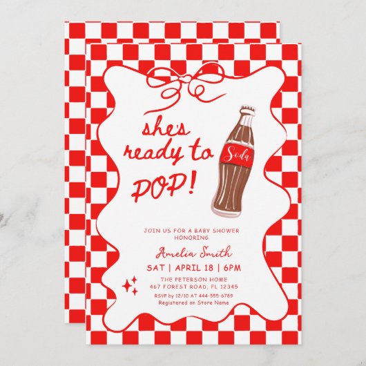 Invitation Ready to Pop Soda Baby shower (Devant / Derrière)