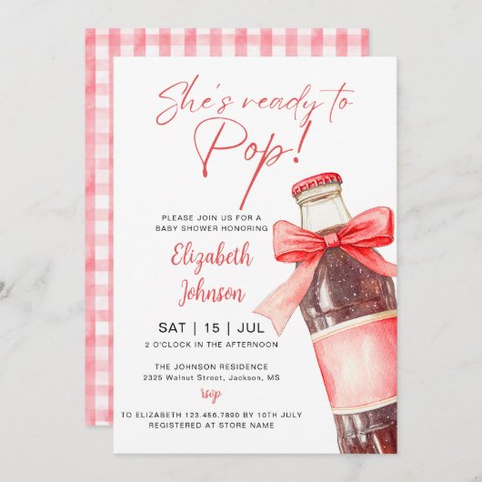 Invitation Ready To Pop Soda Bottle Baby Shower All In One (Devant / Derrière)