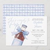 Invitation Ready To Pop Soda Bottle Blue Bow Baby Shower (Devant / Derrière)