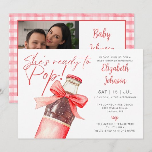Invitation Ready To Pop Soda Bottle Bow Baby Shower Photo (Devant / Derrière)