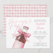 Invitation Ready To Pop Soda Bottle Pink Bow Baby Shower (Devant / Derrière)