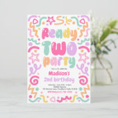 Invitation Ready Two Party Confetti Balloon 2nd Birthday  (Debout devant)