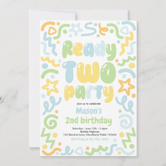 Invitation Ready Two Party Confetti Balloon 2nd Birthday (Devant)