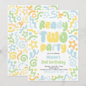 Invitation Ready Two Party Confetti Balloon 2nd Birthday (Devant / Derrière)