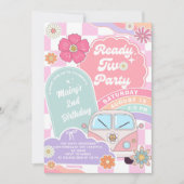 Invitation Ready Two Party Rainbow Daisy 2nd Birthday (Devant)