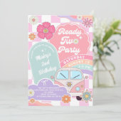 Invitation Ready Two Party Rainbow Daisy 2nd Birthday (Debout devant)