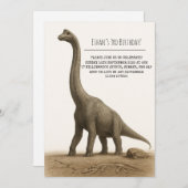 Invitation Realistic Sauropod Dinosaur with Fossils Birthday (Devant / Derrière)