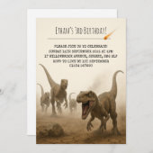 Invitation Realistic Velociraptor Pack with Meteor Birthday (Devant / Derrière)