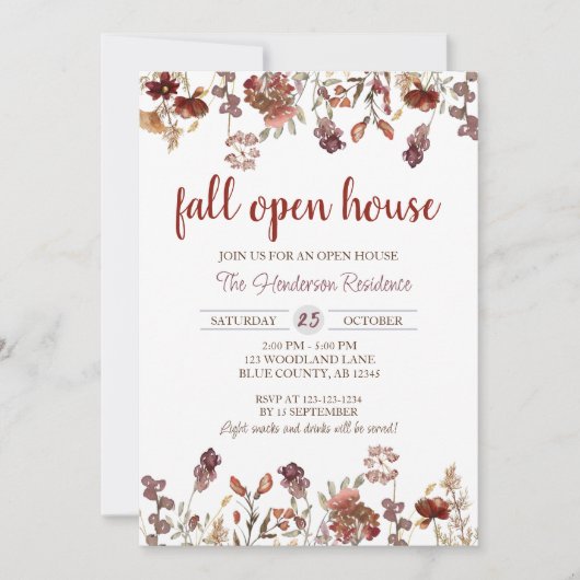 Invitation Realtor Fall Open House, Réchauffement de maison,  (Devant)