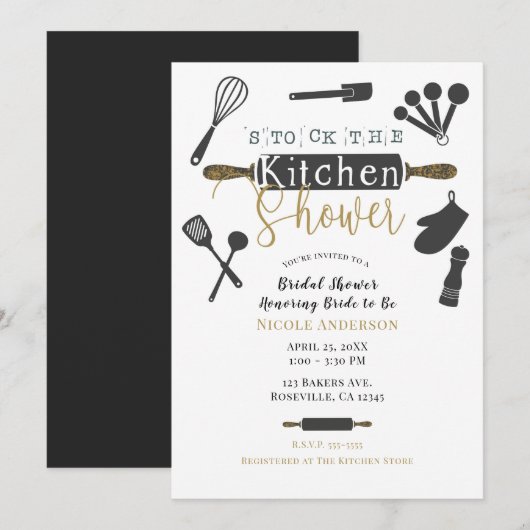 Invitation Reapprovisionner la cuisine de mariage moderne min (Devant / Derrière)