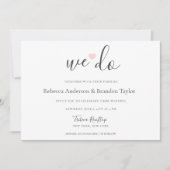 Invitation Rebecca Simple Modern We Do & Pink Heart Mariage I (Devant)