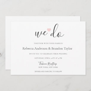 Invitation Rebecca Simple Modern We Do & Pink Heart Mariage I