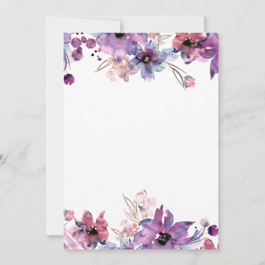 Invitation Réception Abstraite moderne de fleurs d'aquarelle (Dos)