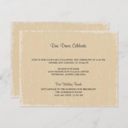 Invitation Réception affligée rustique (Devant / Derrière)