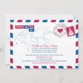 Invitation Réception après le mariage par courrier aérien d'H (Devant)