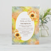 Invitation Réception après le mariage Tournesol rustique (Debout devant)