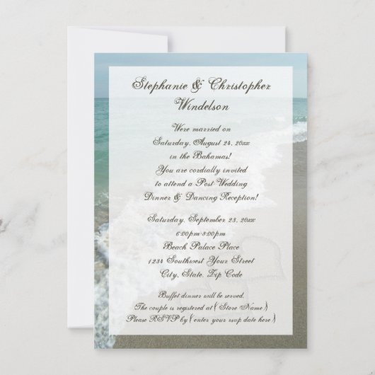 Invitation Réception après mariage Destination Coeurs de plag (Dos)