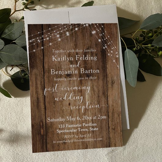 Invitation Réception après mariage uniquement, Brun Rustique