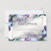 Invitation RÉCEPTION | Aquarelle Abstraite Prune Sarcelle (Devant)