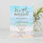 Invitation Réception aquarelle de mariage sur la plage (Debout devant)