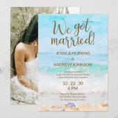 Invitation Réception aquarelle de mariage sur la plage (Devant / Derrière)