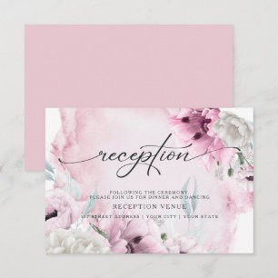 Invitation Réception aquarelle des Pavots roses rustiques