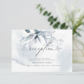 Invitation Réception aquarelle du feuillage bleu rustique (Debout devant)