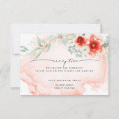 Invitation Réception | Aquarelle Fleurs de corail (Devant)