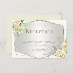 Invitation Réception   Aquarelle Ivoire Jaune Blush Roses