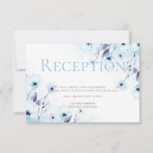 Invitation Réception | Aquarelle Sky Blue Anemone Flowers (Devant)