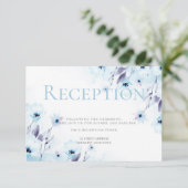 Invitation Réception | Aquarelle Sky Blue Anemone Flowers (Debout devant)