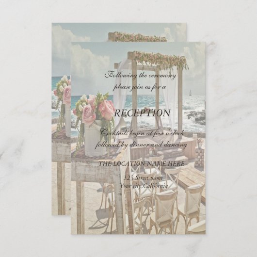 Invitation Réception Arche Florale Mariage Plage (Devant / Derrière)