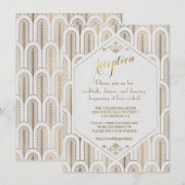 Invitation Réception Art Déco Blanc Or Gatsby le Magnifique (Devant / Derrière)