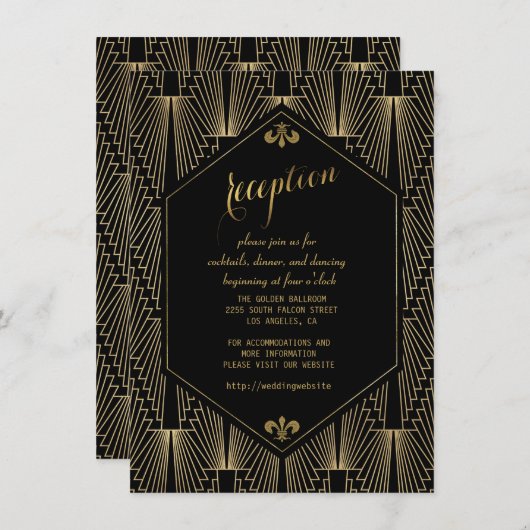 Invitation Réception Art Déco des Années Folles Gatsby le Mag (Devant / Derrière)