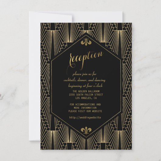 Invitation Réception Art Déco des Années Folles Gatsby le Mag (Devant)