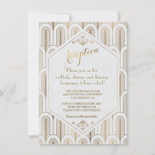 Invitation Réception Art Déco Gatsby le Magnifique Blanc et O