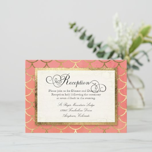 Invitation Réception Art déco Shell Gold Leaf Mariage officie (Debout devant)