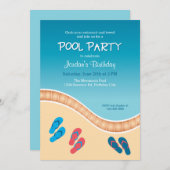 Invitation Réception au bord de la piscine avec l'invitation (Devant / Derrière)