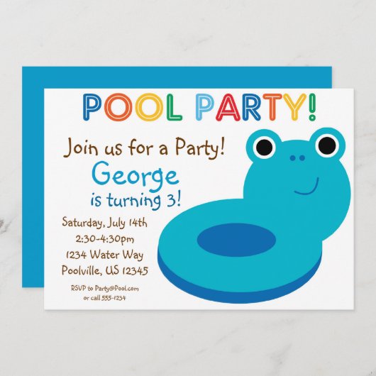 Invitation Réception au bord de la piscine de natation - (Devant / Derrière)