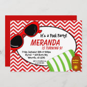 Invitation Réception au bord de la piscine de natation - (Devant / Derrière)