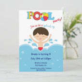 Invitation Réception au bord de la piscine - garçon (Debout devant)