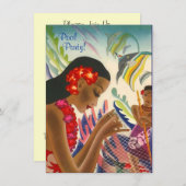 Invitation Réception au bord de la piscine hawaïenne (Devant / Derrière)