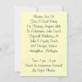 Invitation Réception au bord de la piscine hawaïenne (Dos)