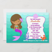 Invitation Réception au bord de la piscine pourpre de sirène (Devant)