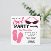 Invitation Réception au bord de la piscine - rétros lunettes (Debout devant)