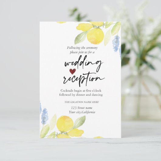 Invitation Réception aux citrons aquarelles (Debout devant)
