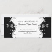 Invitation Réception aux fleurs d'argent ornées noires (Devant)