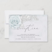 Invitation Réception aux roses blanches et bleues scintillant (Devant)