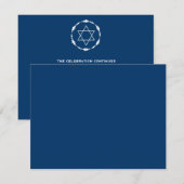 Invitation Réception Bar Mitzvah Navy Blue de Noah Jack (Devant / Derrière)